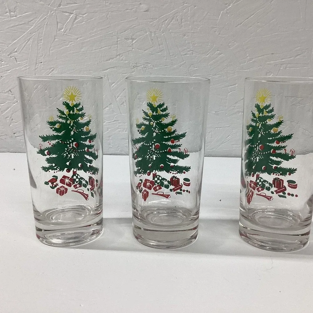 Christmas Tree Tumblers 12 oz Glasses‎ Replacements set of 3 Vintage